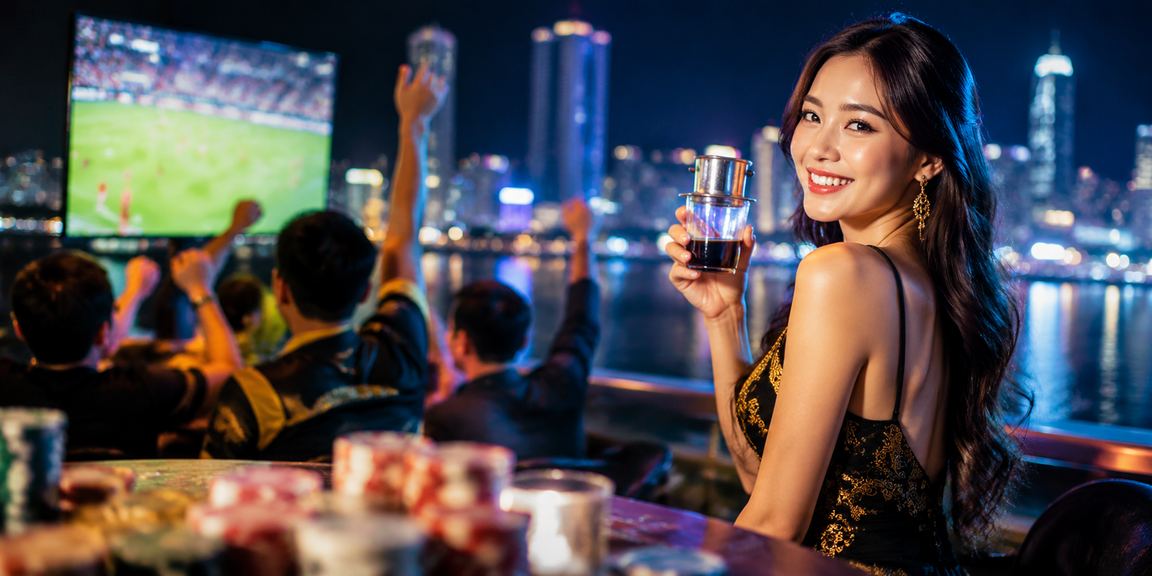 Người dùng theo dõi cược bóng đá tại quán cà phê Nha Trang qua điện thoại