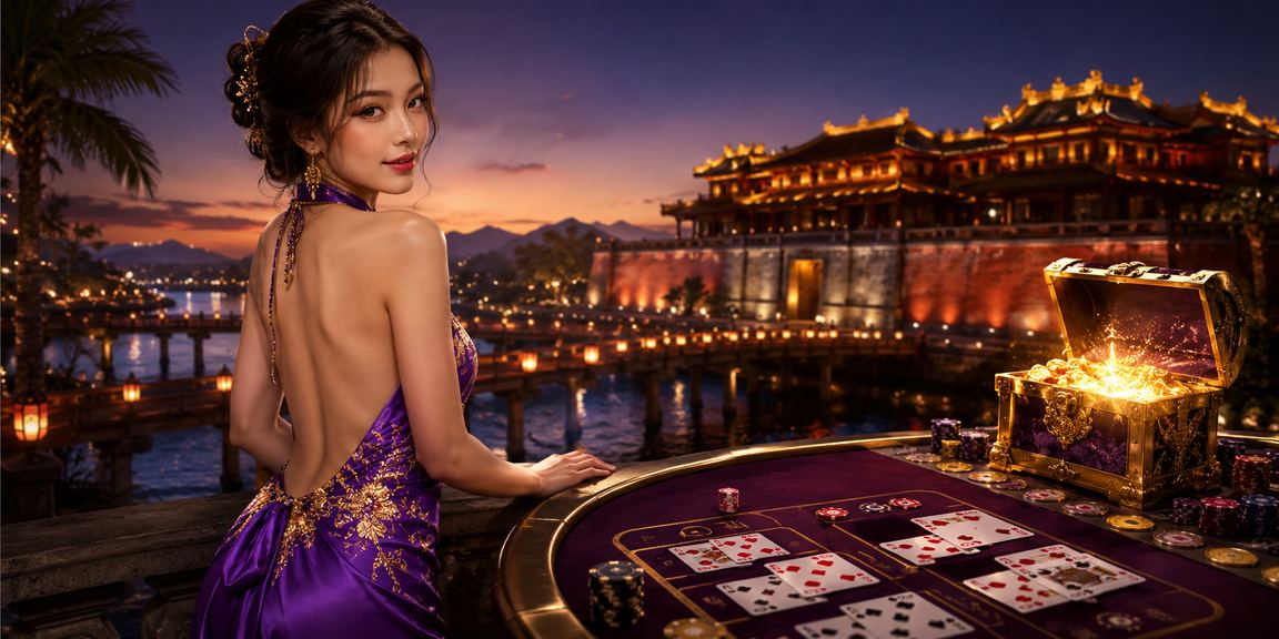 Cảnh quan sòng bạc Việt Nam với ánh đèn lung linh về đêm